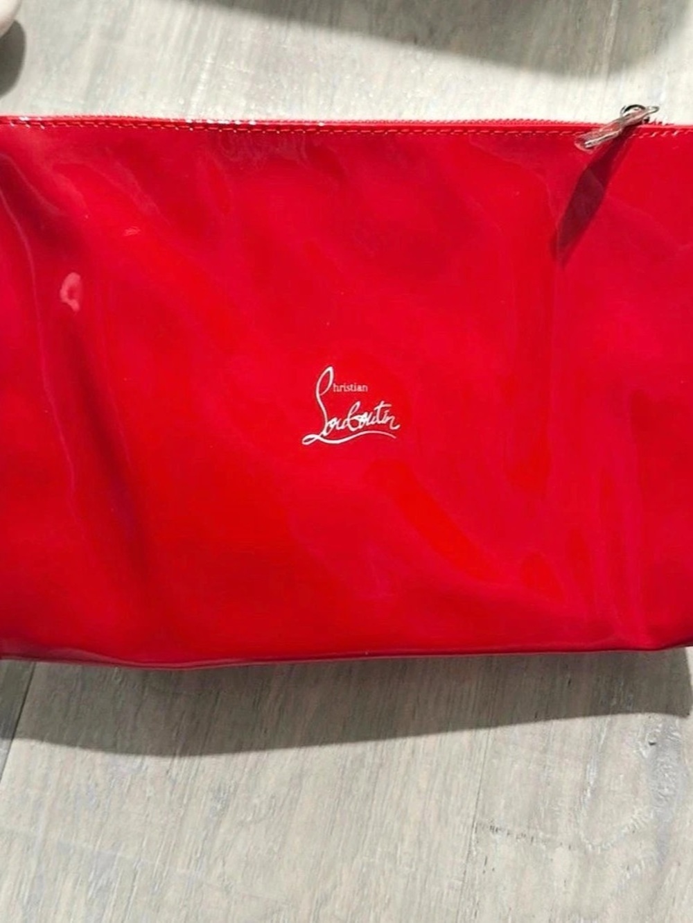 Christian Louboutin Lips Patent Leather Cosmetic Pouch Red